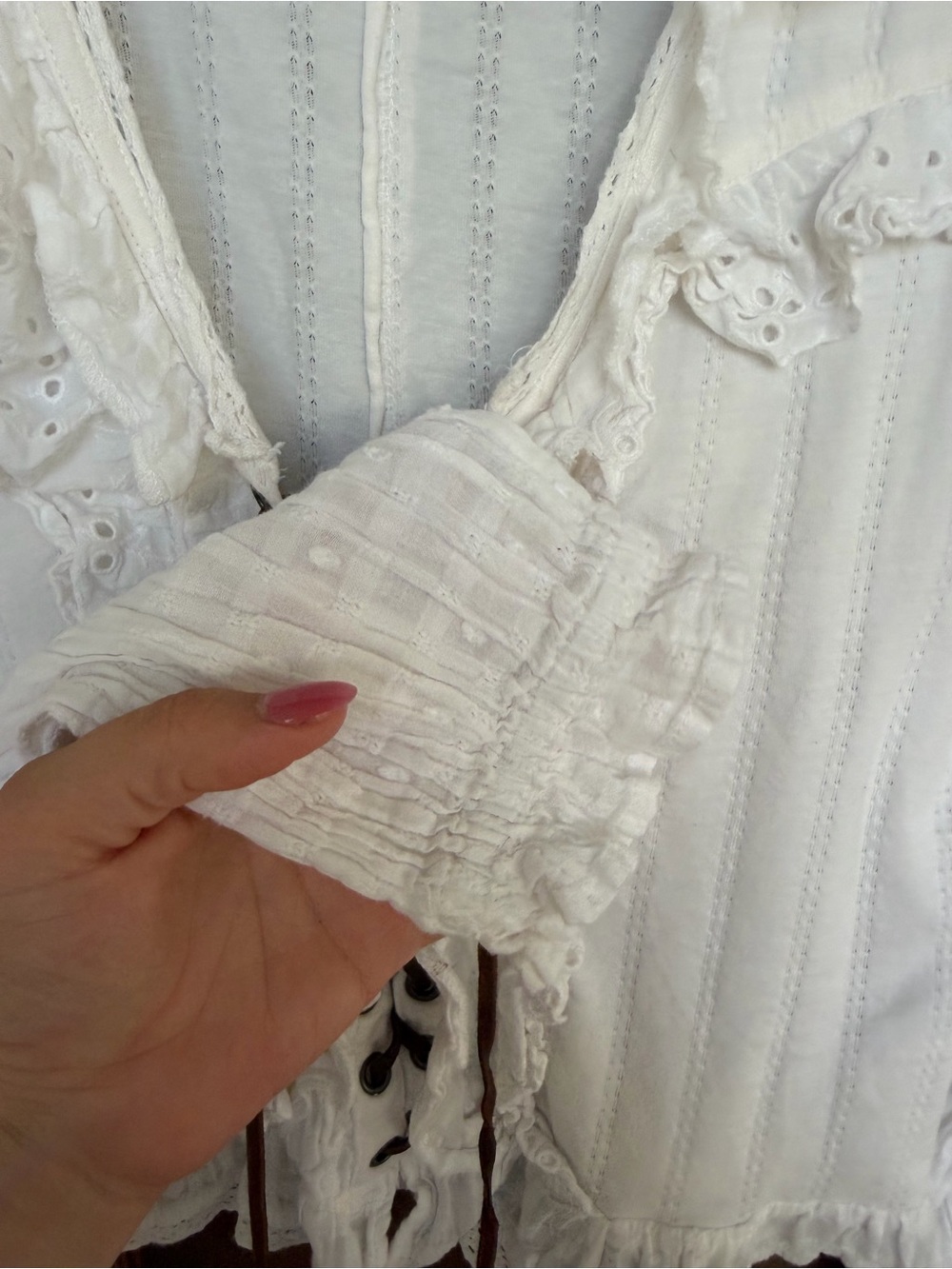 Pilcro Lace Up Cotton Peasant Top - Picture 5 of 9